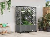 Raised Bed with Trellis and Roof Light Grey 124 x 40 x 142 cm 3423040