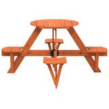 Picnic Table for 4 Kids with Umbrella Hole Round Solid Wood Fir 4008988