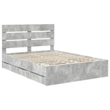 Bed Frame with Drawer Concrete Grey 140 x 190 cm Engineer Wood 3411835