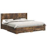 Bed Frame with Storage and Headboard Smoked Oak Engineered Wood 3414435