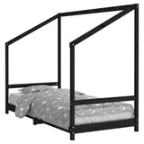 Kids Bed Frame Black 90x200 cm Solid Wood Pine 835705