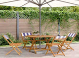 5 Piece Garden Dining Set Blue and White Fabric and Solid Wood 3281777