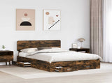 Bed Frame with Drawer Smoked Oak 150 x 200 cm Engineered Wood 3412361