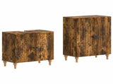 2 Piece Bathroom Cabinet Set ALKMAAR Smoked Oak Engineered Wood 3417590