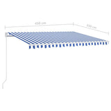Manual Retractable Awning with LED 450x350 cm Blue and White 3069001