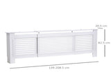 MDF Extendable Radiator Cover Cabinet Shelving Home Office Slatted Design White 139-208.5L x 20.5W x T3398P343152