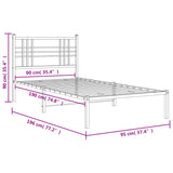 Metal Bed Frame without Mattress with Headboard Black 90x190cm 376316