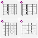 5-Layer Storage Shelves 3 pcs Blue Steel&Engineered Wood 3307606