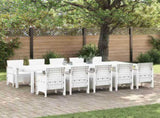 Garden Dining Set 11 pcs White Rattan and Steel 3378762
