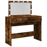 Dressing Table with LED Smoked Oak 100x40x120 cm 848210