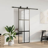 Sliding Door with Hardware Set Black 76x205 cm Tempered Glass 3375823