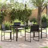 Garden Dining Set 5 pcs Black Powder-Coated Steel 3379331
