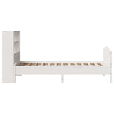 ZNTS Bookcase Bed without Mattress White 100x200cm Solid Wood Pine 3323120