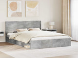 Bed Frame with Storage and Headboard Concrete Grey 140 x 190 cm 3413856
