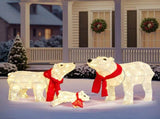 Set of 3 Lighted Polar Bear Family Christmas Decorations, Pre-lit Holiday Decor with 190 Warm White 26035753
