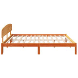 Bed Frame with Headboard Wax Brown 200 x 200 cm Solid Pine Wood 872052