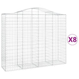 Arched Gabion Baskets 8 pcs 200x50x160/180 cm Galvanised Iron 3145709