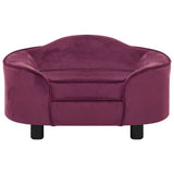 Dog Sofa Burgundy Plush, Solid Pinewood, Foam Medium Dog Sofa 171089