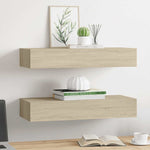 Wall-mounted Drawer Shelves 2 pcs Oak 60x23.5x10cm MDF 330262