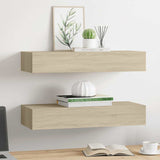Wall-mounted Drawer Shelves 2 pcs Oak 60x23.5x10cm MDF 330262