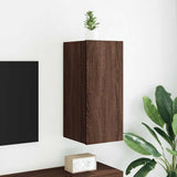 TV Wall Cabinet with LED Lights Brown Oak 30.5x35x70 cm 837244