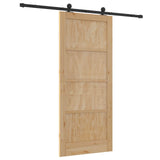 Sliding Door Natural and Black 86 x 198.5 cm Solid Pine Wood 3445465