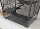 Four-Tier Hamster Cage with Deep Tempered Glass Bottom, Hut, Running Wheel, Food Dish, Water Bottle, T3398P350102
