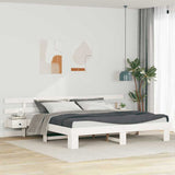 Bed Frame with Headboard White 200 x 200 cm Solid Pine Wood 3385677