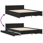 ZNTS Bed Frame with Drawers without Mattress Black 120x200 cm 3279937