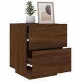 Bedside Cabinet with LED Lights Brown Oak Engineered Wood 836747