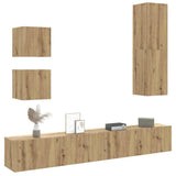 5 Piece TV Cabinet Set Wall-mounted Artisan Oak Engineered Wood 3329000