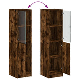 Highboard with Glass Door Smoked Oak 35x37x142 cm 836445
