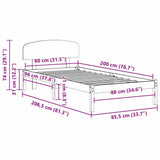 Bed Frame with Headboard White 80 x 200 cm Solid Pine Wood 872084