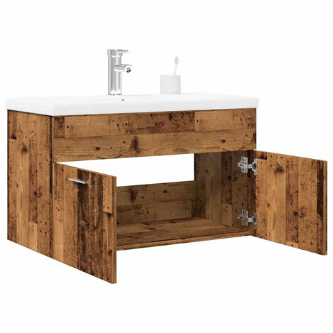 ZNTS 2 Piece Bathroom Furniture Set Old Wood Engineered Wood 3328583