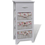 Cabinet with 1 Drawer and 3 Baskets White Paulownia Wood 241543