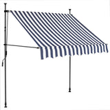Manual Retractable Awning with LED 100 cm Blue and White 145841