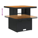 Garden Table Black 80x80x71 cm Poly Rattan and Acacia Wood 368269