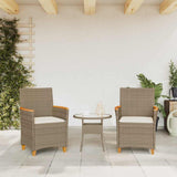 Garden Chairs with Cushions 2 pcs Beige Poly Rattan&Solid Wood 368722