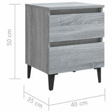 813131 Bed Cabinets with Metal Legs 2 pcs Grey Sonoma 40x35x50 cm