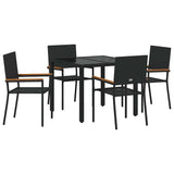 Garden Dining Set 5 pcs Black Poly Rattan 3365387