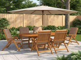 7-Piece Garden Dining Set Natural Solid Acacia Wood 3434490