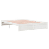 Bed Frame without Mattress White Solid Wood 150x200 cm King Size King Size 814955