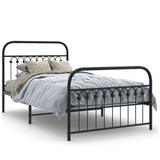 Metal Bed Frame without Mattress with Footboard Black 100x200cm 376613
