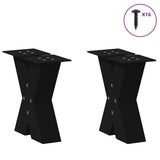 ZNTS Coffee Table Legs X-Shaped 2 pcs Black 30x cm Steel 4012928