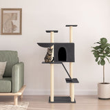 Cat Tree with Sisal Scratching Posts Dark Grey 143 cm 171731