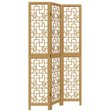 Room Divider 3 Panels Brown Solid Wood Paulownia 358863