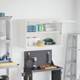 Wall Cabinet for Garage with Gas-lift Door White 883265