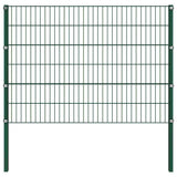 Fence Panel with Posts Iron 694.5x120 cm Green 278664