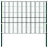 Fence Panel with Posts Iron 349x120 cm Green 278662