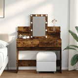 Dressing Table with LED Smoked Oak 100x40x130 cm 848203
